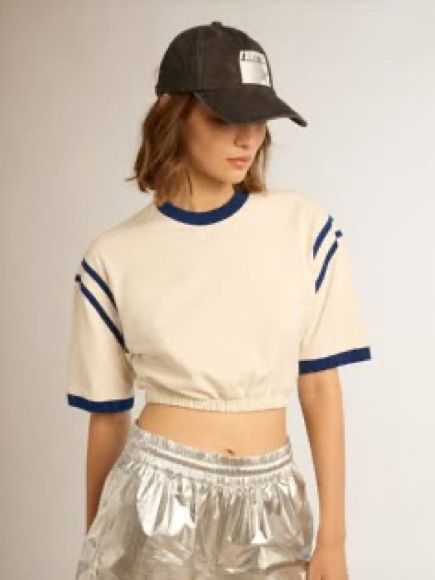 Golden Goose Crop Top With Navy Trim